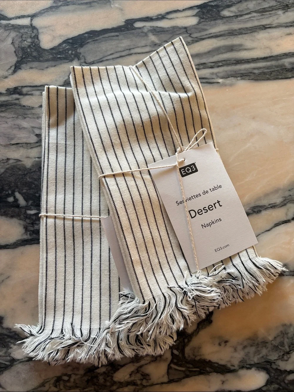 Desert Stripe Cream and Black Napkins set of 4
